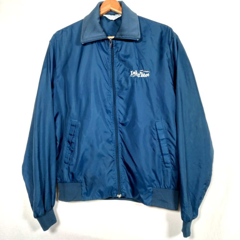 Vintage Lake Tahoe Jacket Men Medium Lightweight Blue Full Zip California Retro